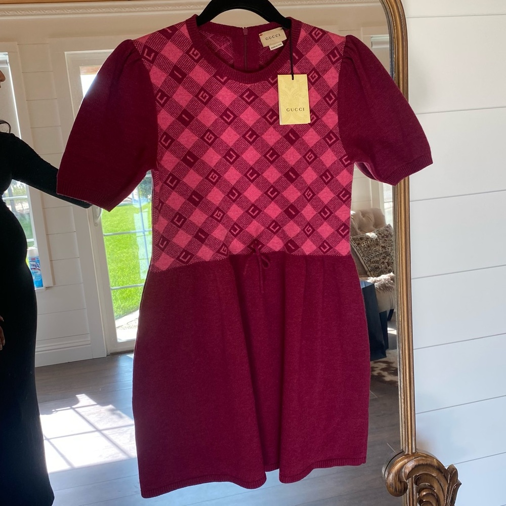 Gucci knit wool monogram dress